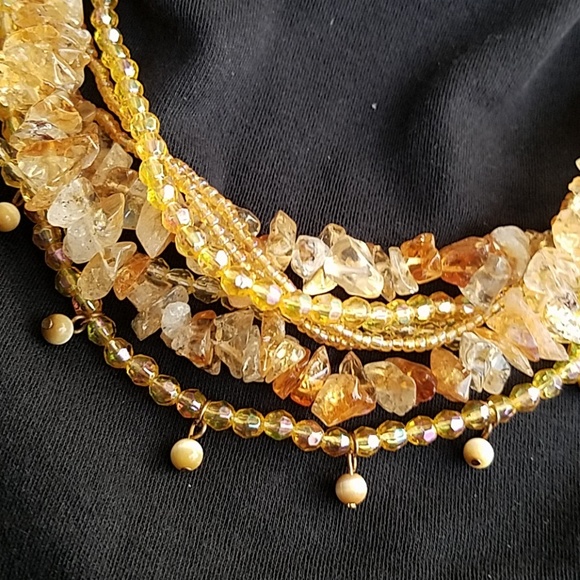 BOHO YELLOW QUARTZ & CRYSTAL NECKLACE - Picture 2 of 6